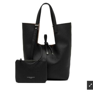NWT GIANNI CHIARINI AVA BLACK LEATHER TOTE BAG